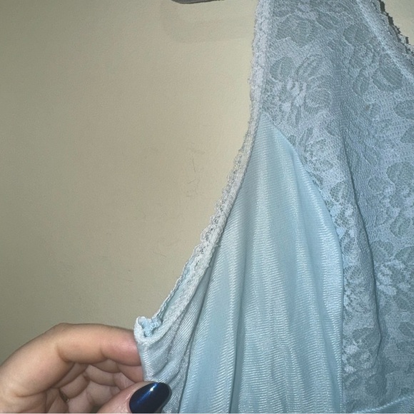 Women’s Vintage Baby Blue Vintage Slip Lace Rose Details Lingerie Dress No Size - Picture 12 of 16